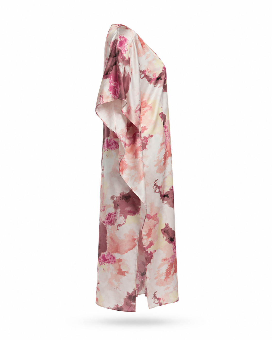 Zohroze Pink Abstract Satin Kaftan