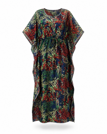 Zohroze Multicolor Animal Print Kaftan Nightgown