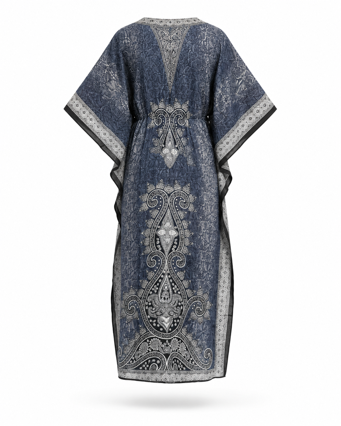 Zohroze Grey & Black Paisley Kaftan Maxi Dress