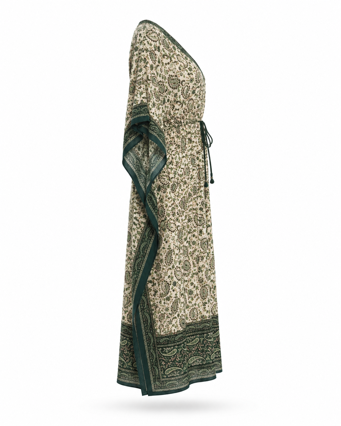 Zohroze Green Paisley Print Kaftan Maxi Dress