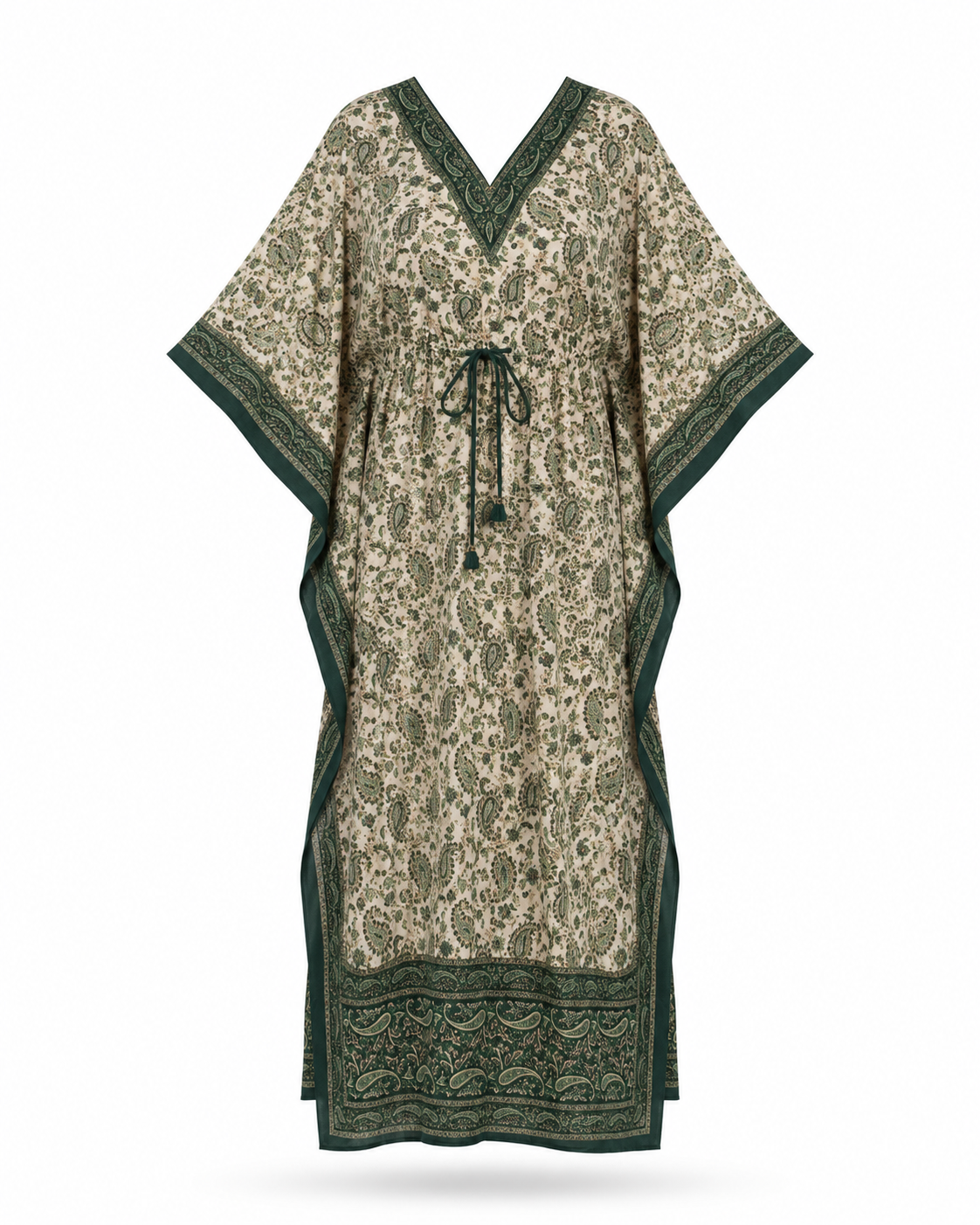 Zohroze Green Paisley Print Kaftan Maxi Dress