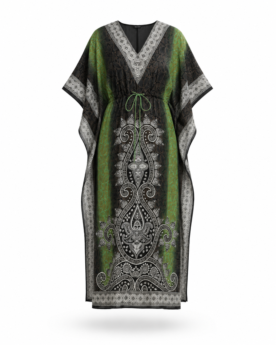 Zohroze Green Ombre Paisley Kaftan Maxi Dress