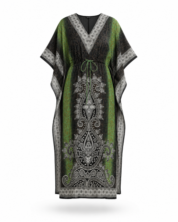 Zohroze Green Ombre Paisley Kaftan Maxi Dress