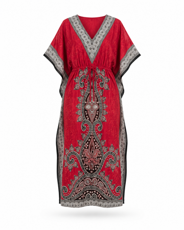 Zohroze Red Paisley Kaftan Maxi Dress