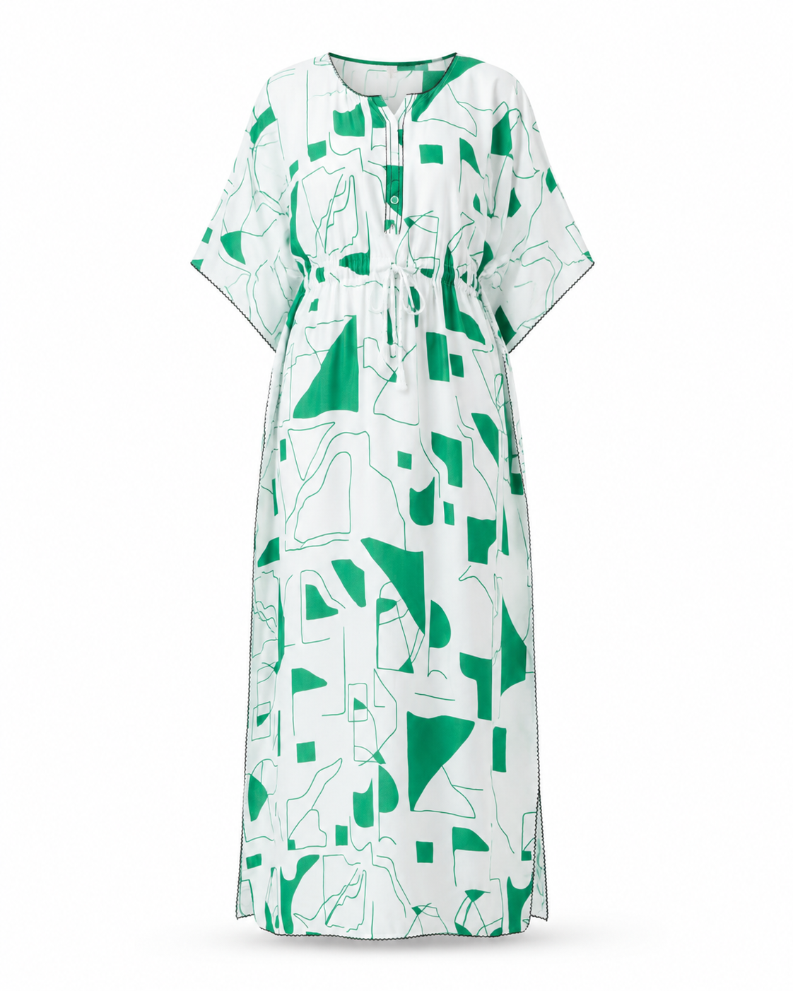 Zohroze White & Green Abstract Kaftan Nightgown