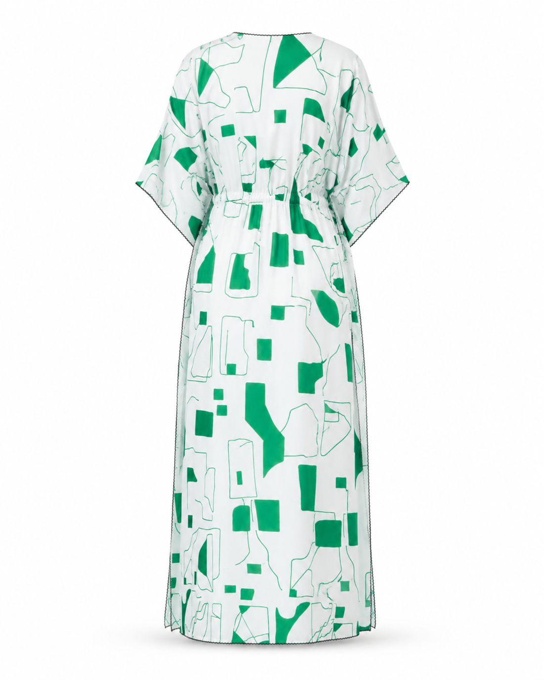 Zohroze White & Green Abstract Kaftan Nightgown