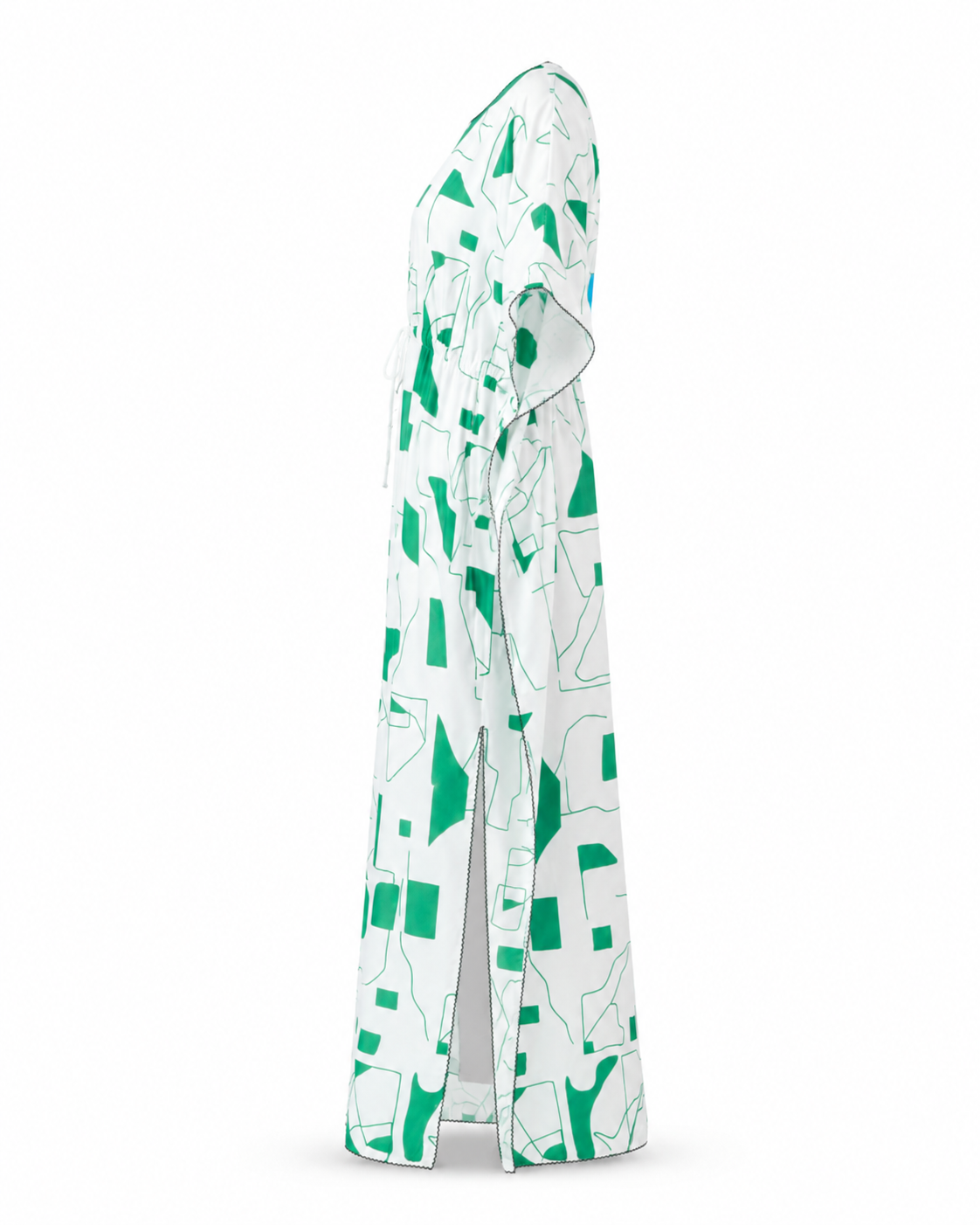 Zohroze White & Green Abstract Kaftan Nightgown