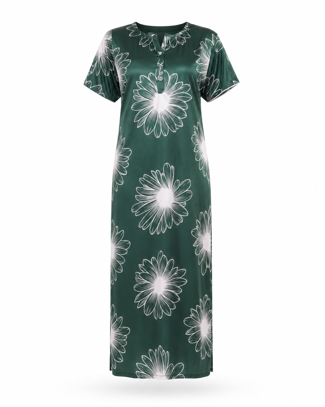 Zohroze Forest Daisy Floral Satin Nightgown
