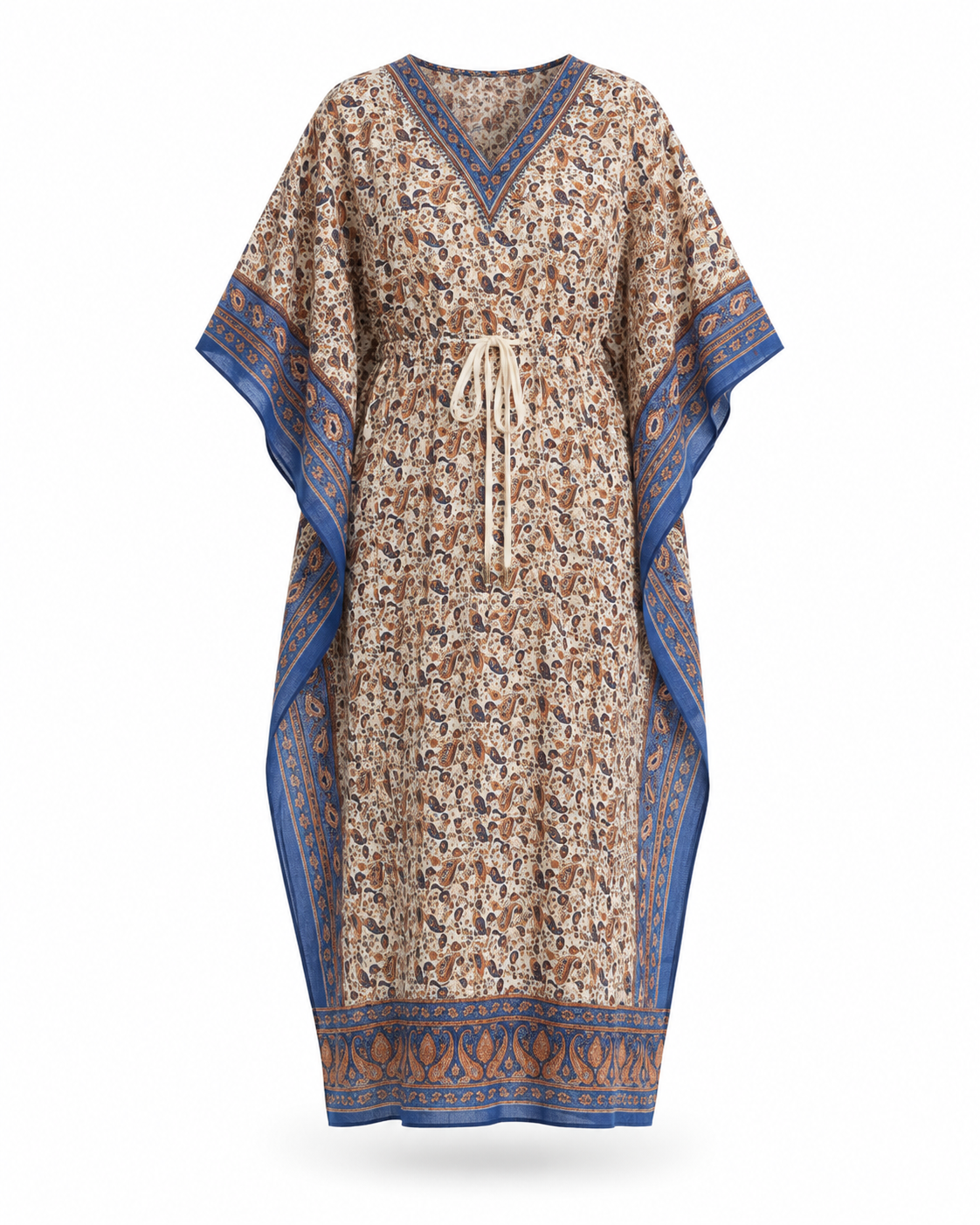 Zohroze Blue Paisley Print Kaftan Maxi Dress