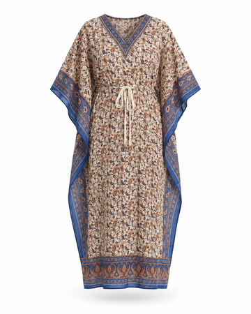 Zohroze Blue Paisley Print Kaftan Maxi Dress