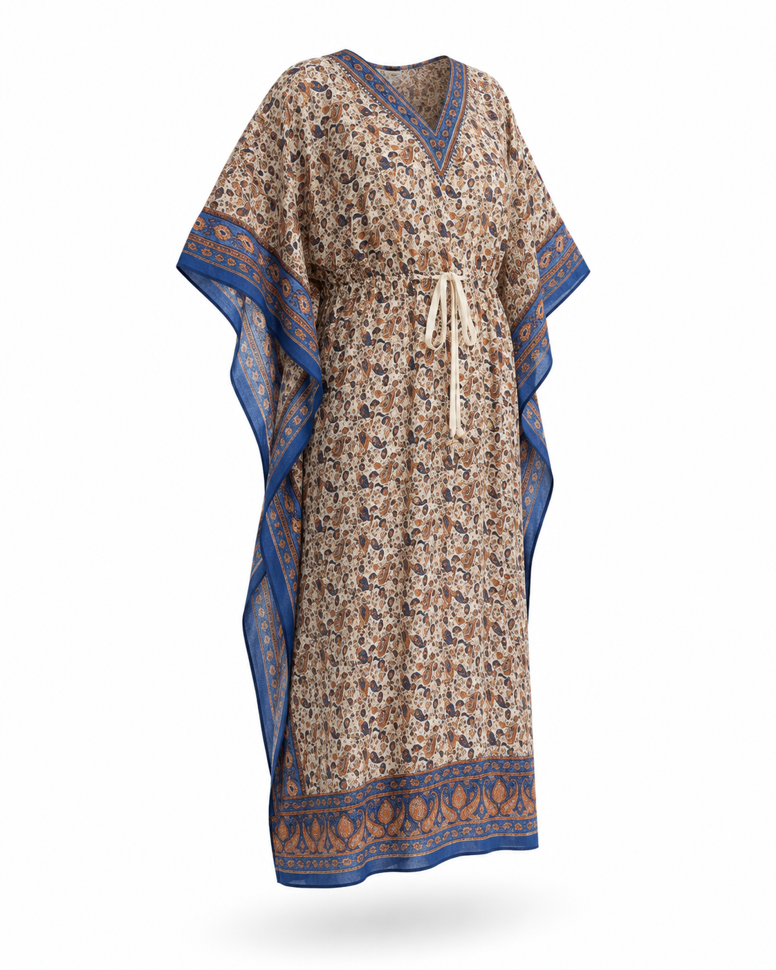 Zohroze Blue Paisley Print Kaftan Maxi Dress