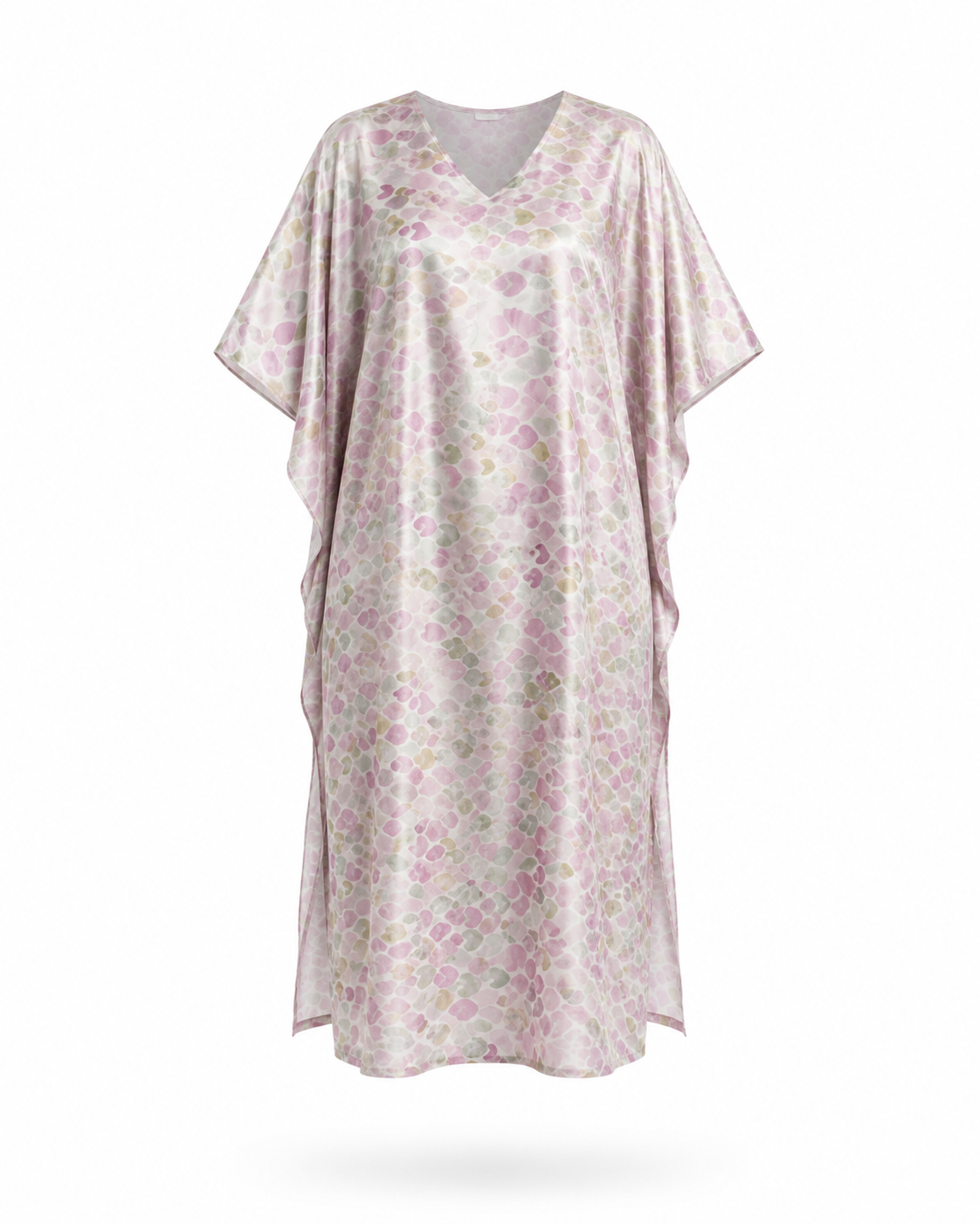 Zohroze Pastel Heart Print Satin Kaftan