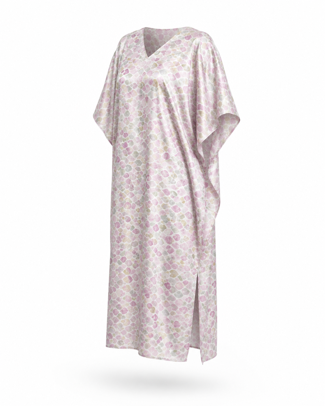 Zohroze Pastel Heart Print Satin Kaftan