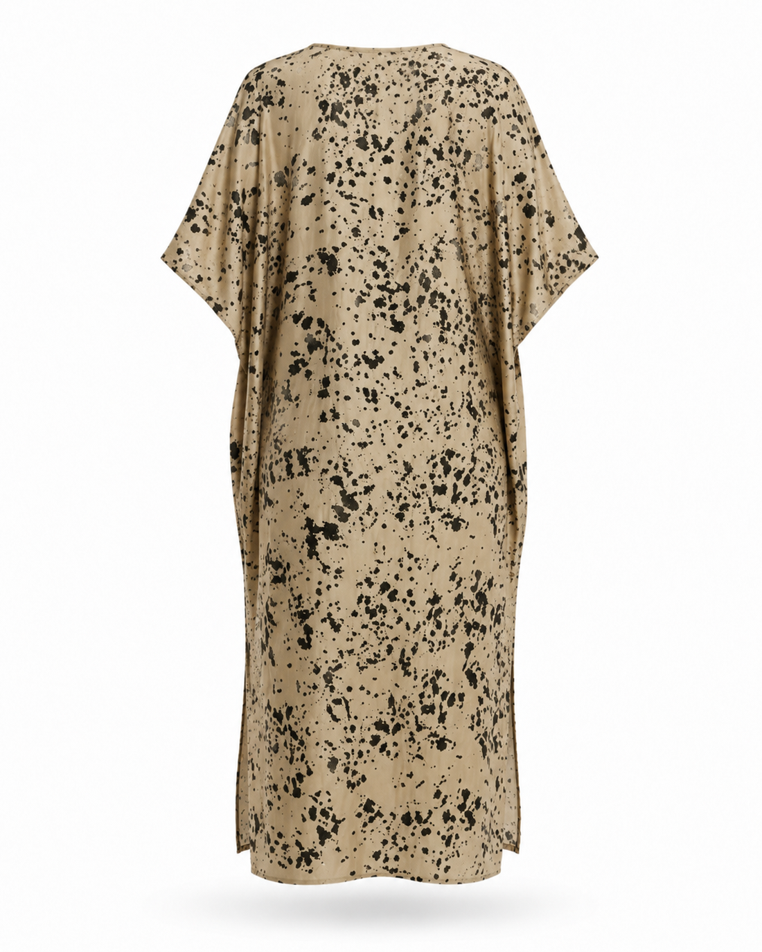 Zohroze Golden & Black Splatter Print Satin Kaftan