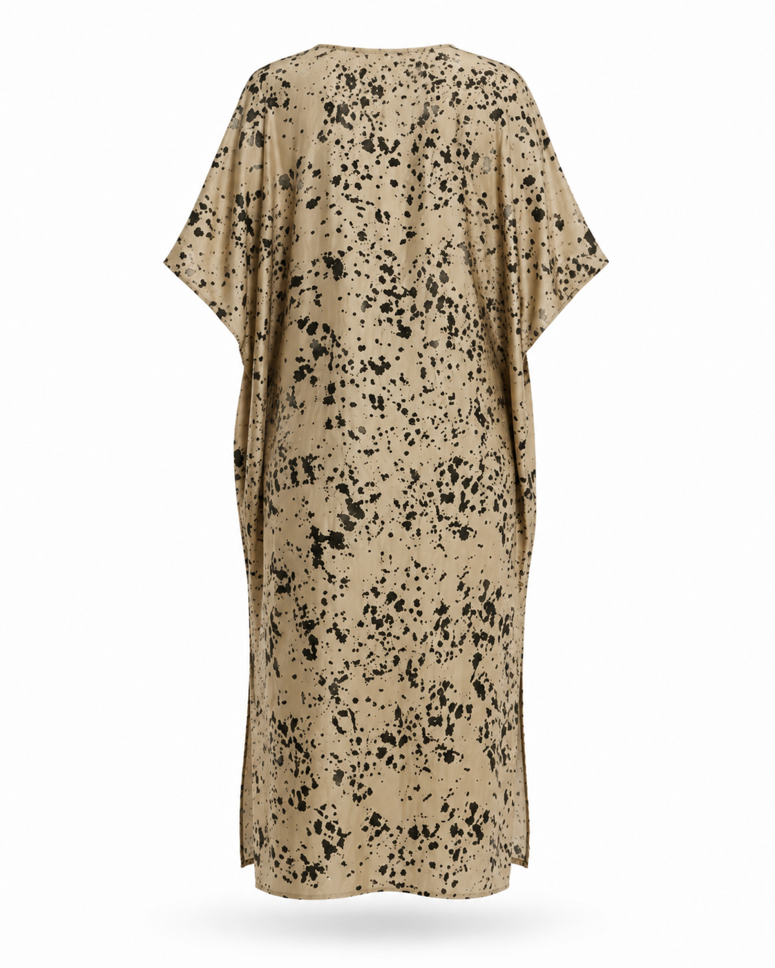 Zohroze Golden & Black Splatter Print Satin Kaftan