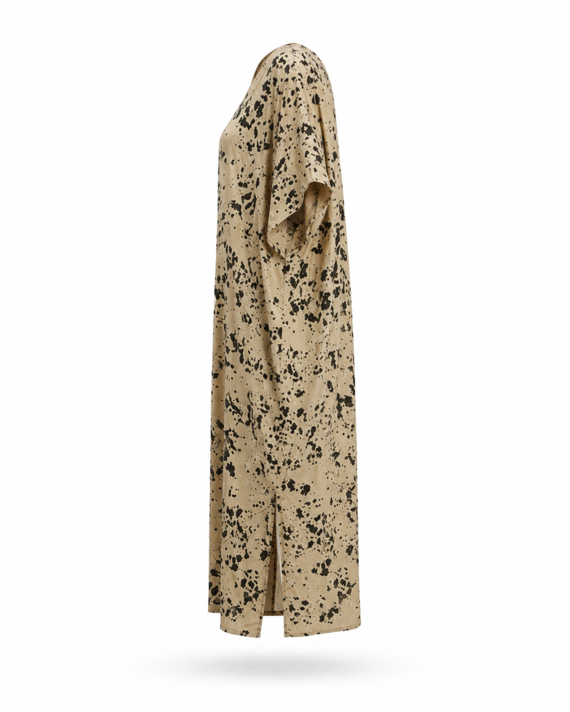 Zohroze Golden & Black Splatter Print Satin Kaftan