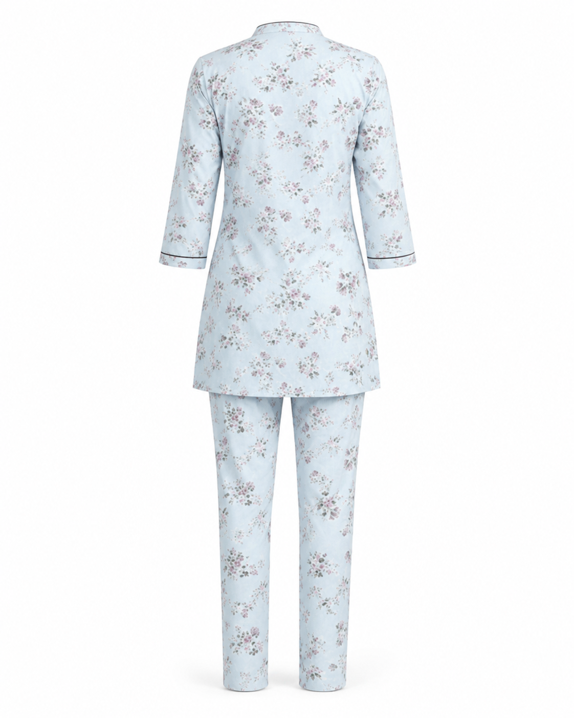 Zohroze Light Blue Floral Rayon Kurti & Pant Co-Ord Set