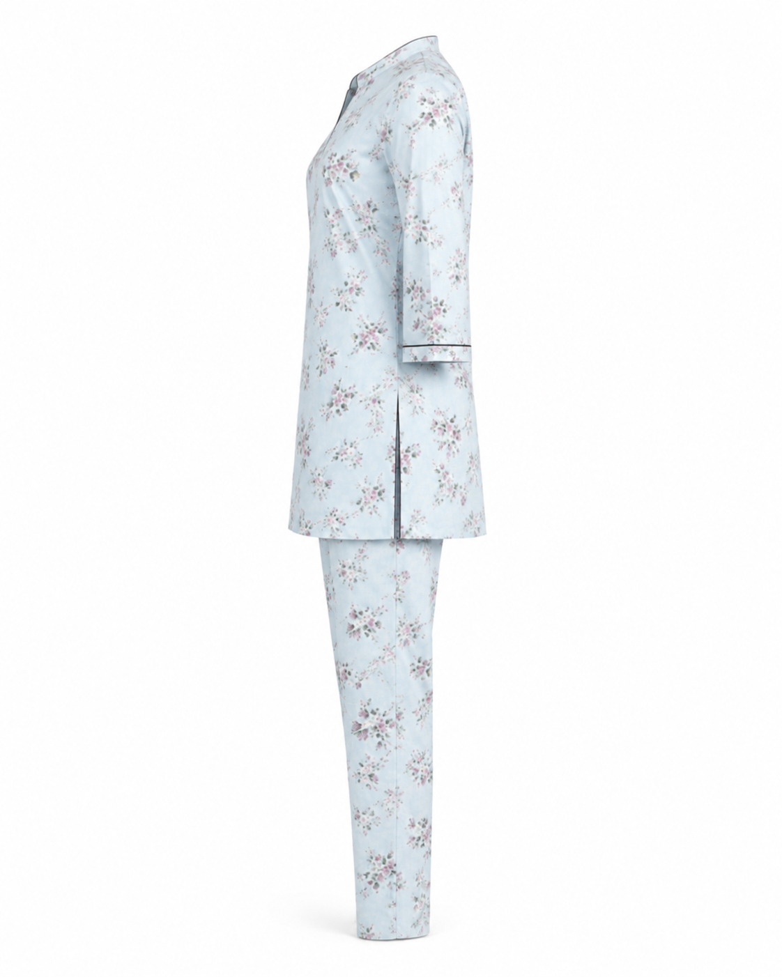 Zohroze Light Blue Floral Rayon Kurti & Pant Co-Ord Set