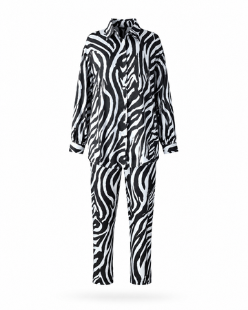 Zohroze Zebra Print Satin Co-Ord Set