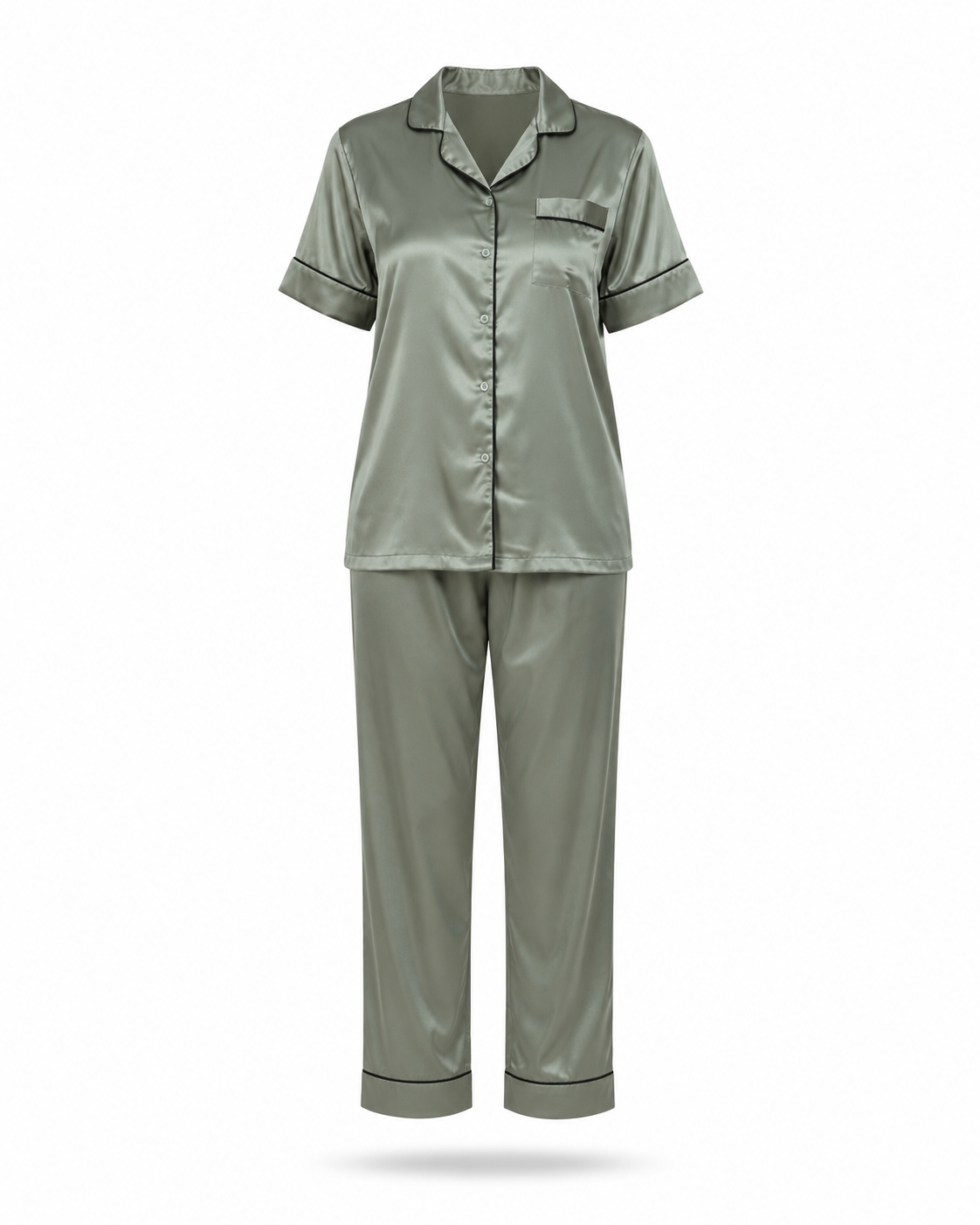 Zohroze Sage Green Italian Satin Nightsuit Set