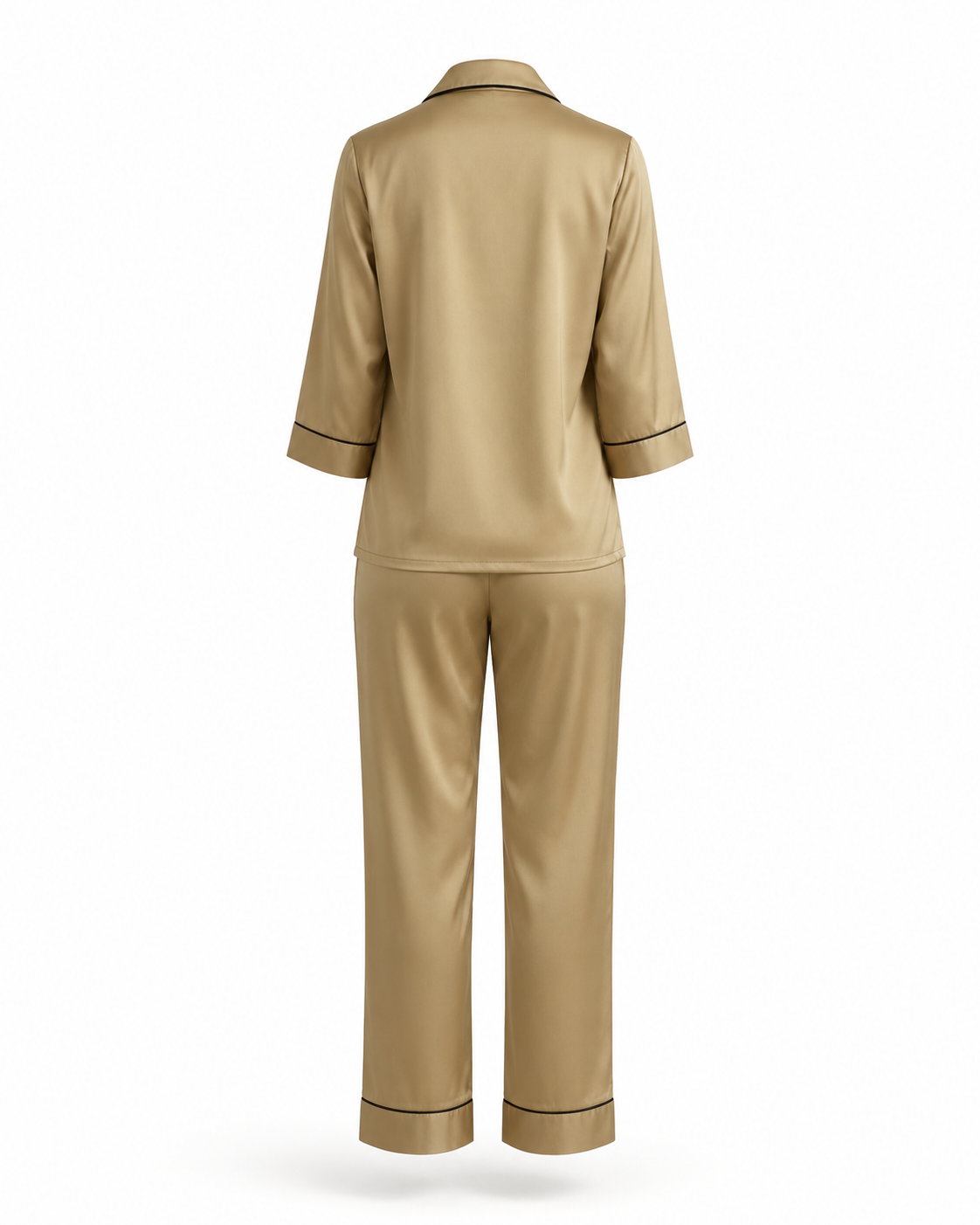 Zohroze Golden Brown Satin Pajama Set