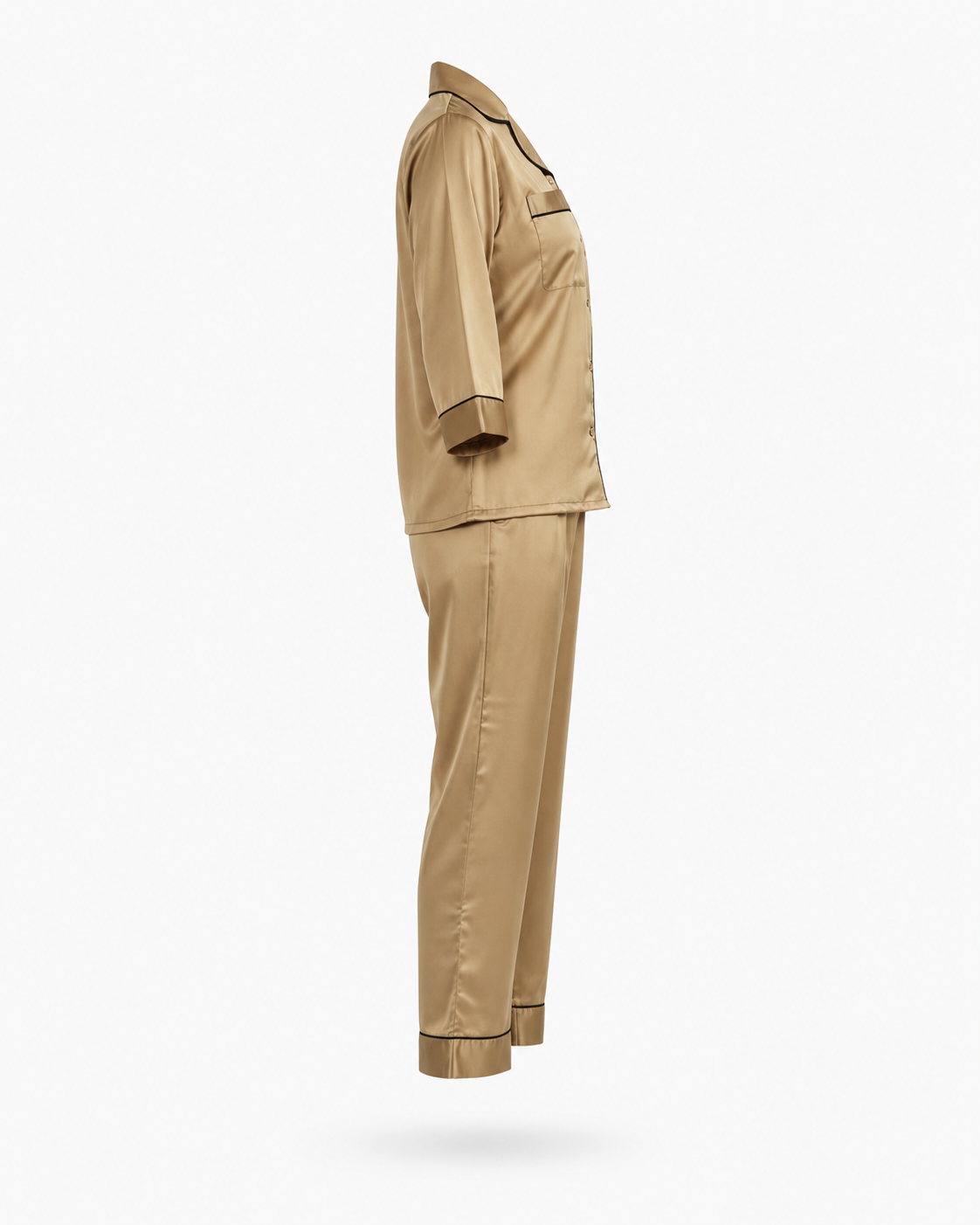 Zohroze Golden Brown Satin Pajama Set