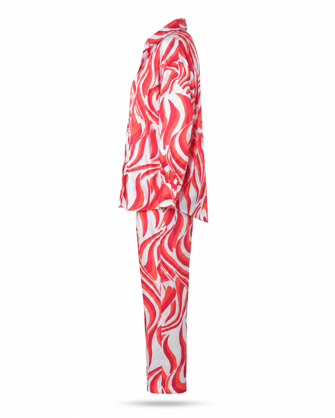 Zohroze Red Swirl Print Satin Co-Ord Set