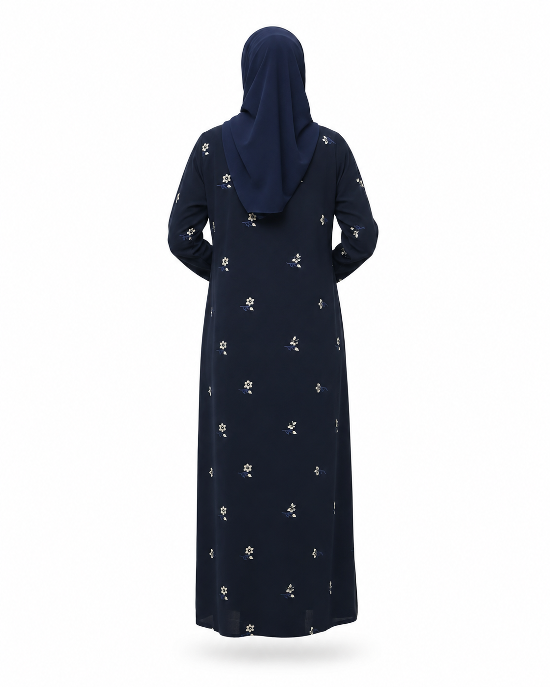 Zohroze Navy Blue Floral Embroidered Abaya