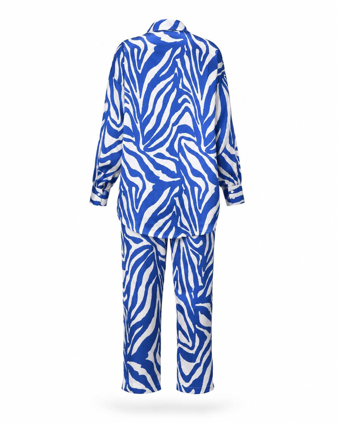 Zohroze Blue Zebra Print Satin Co-Ord Set