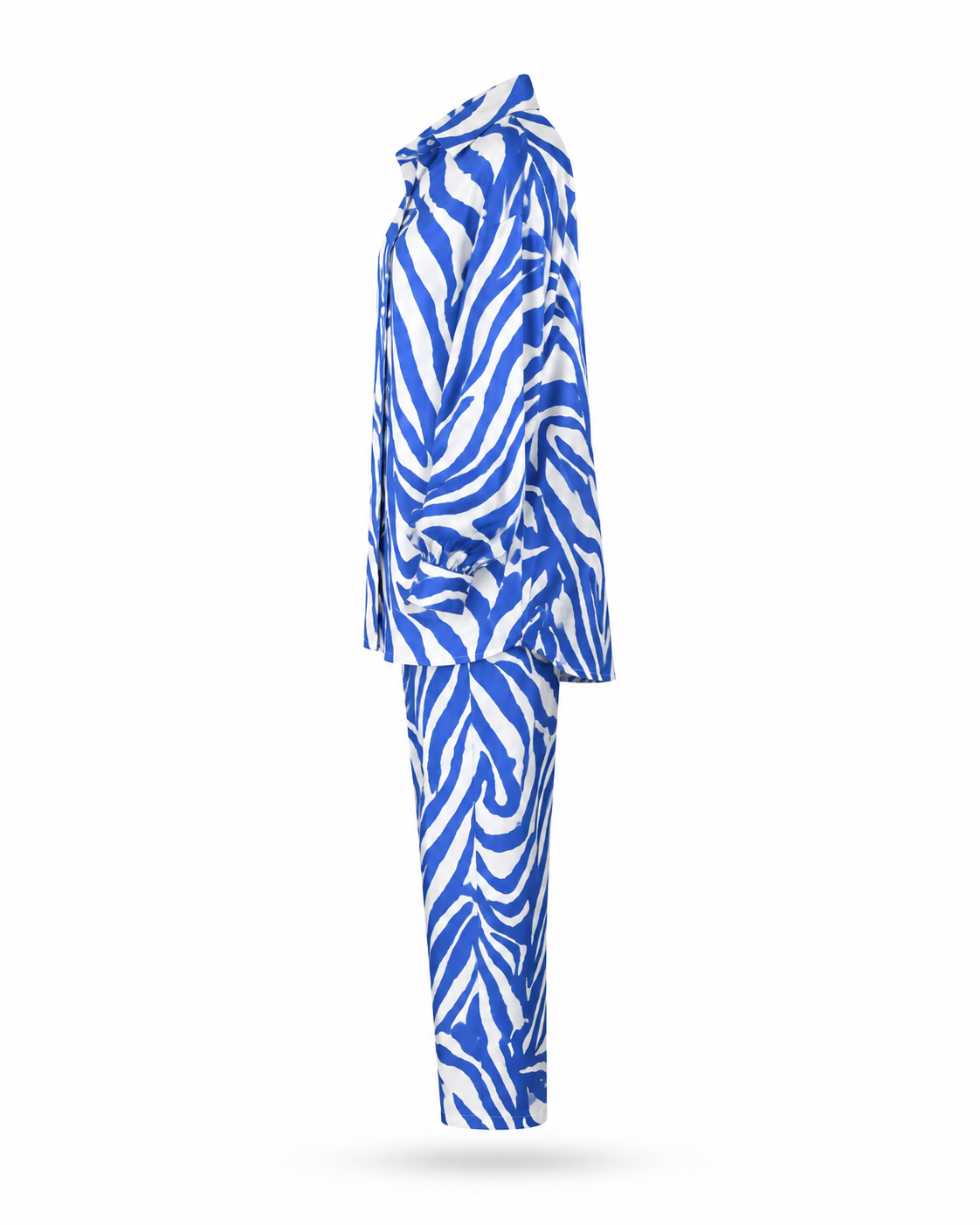Zohroze Blue Zebra Print Satin Co-Ord Set