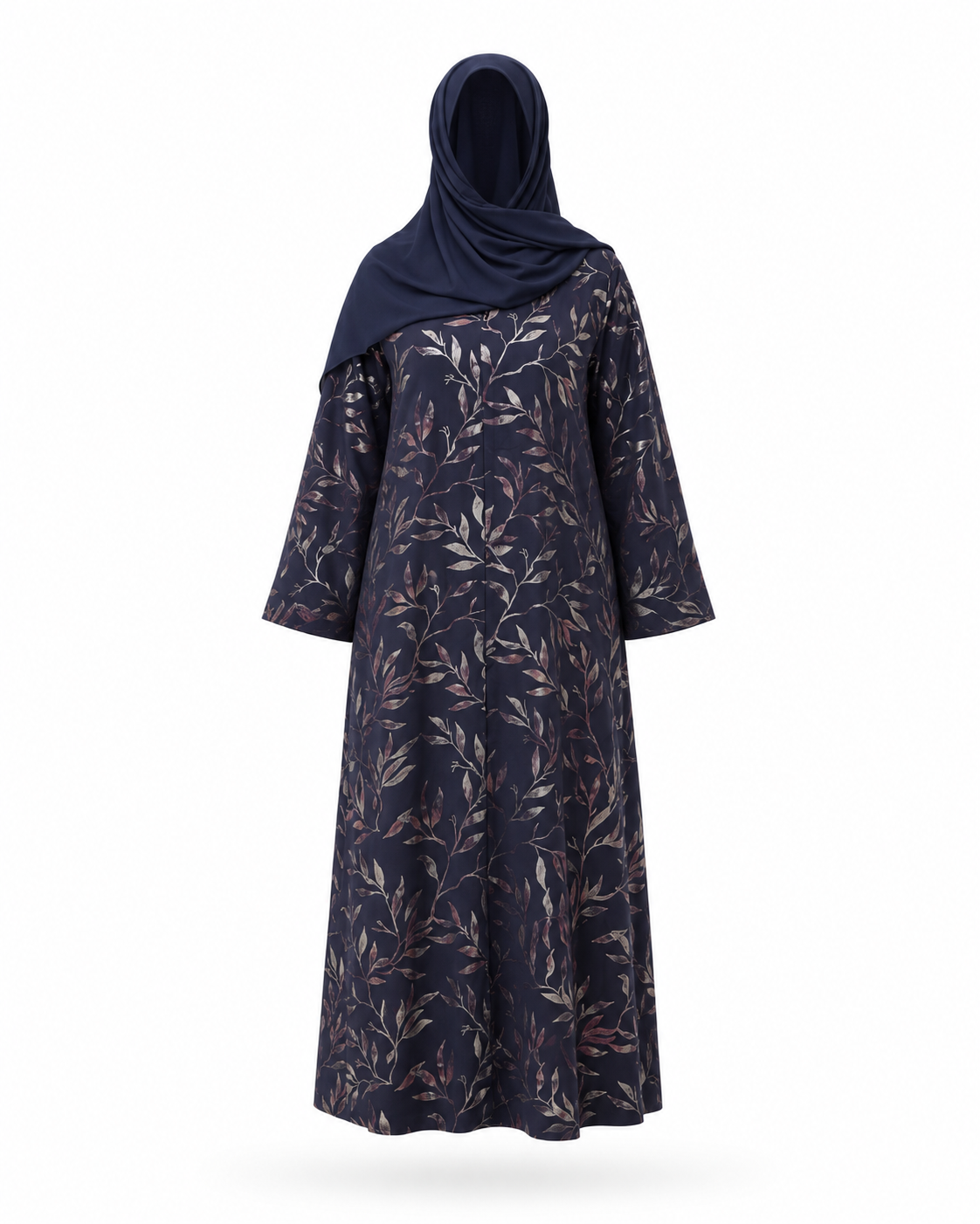 Zohroze Navy Silver Foil Print Abaya