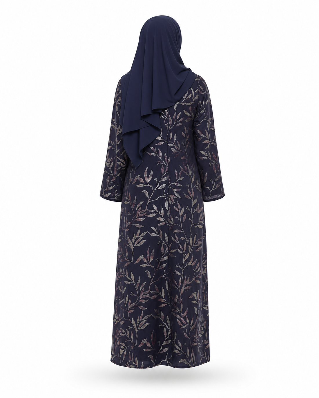 Zohroze Navy Silver Foil Print Abaya
