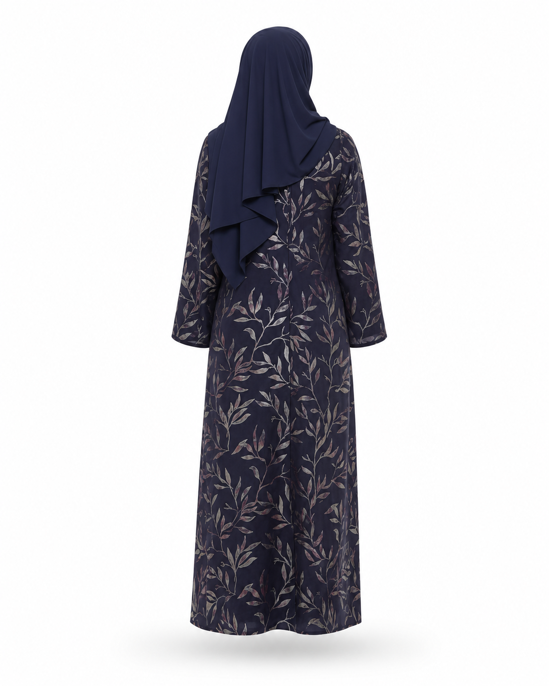 Zohroze Navy Silver Foil Print Abaya