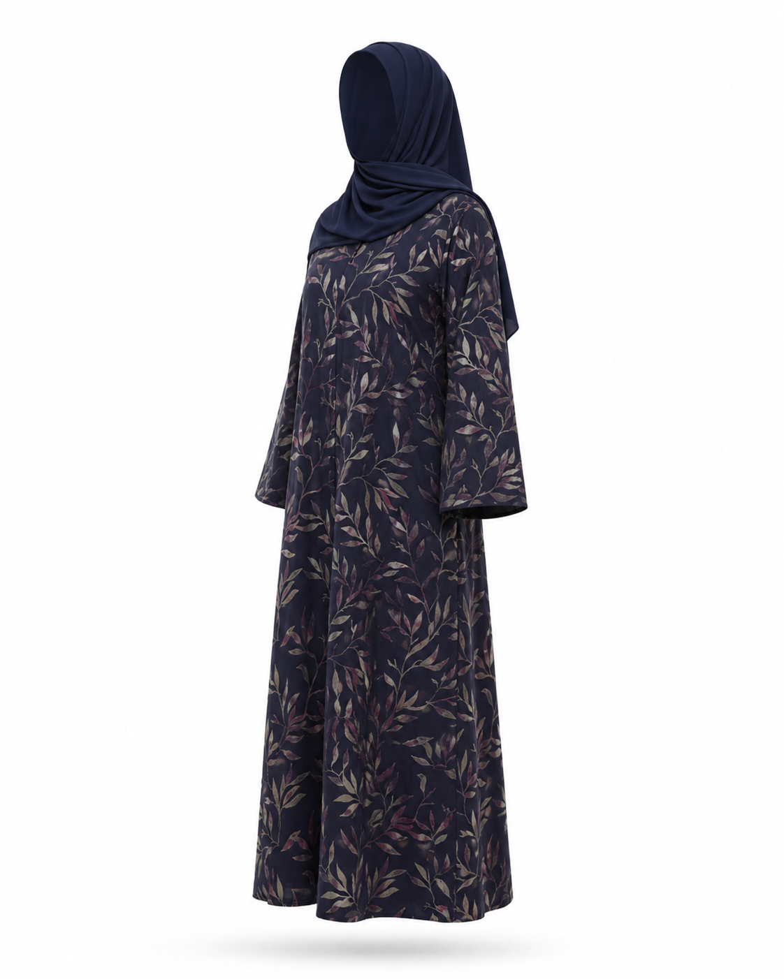 Zohroze Navy Silver Foil Print Abaya