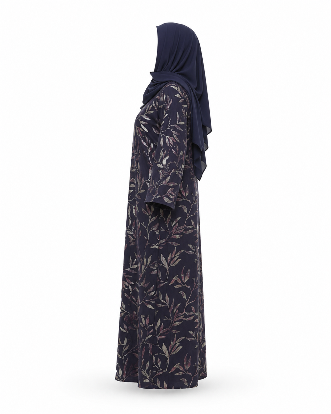 Zohroze Navy Silver Foil Print Abaya