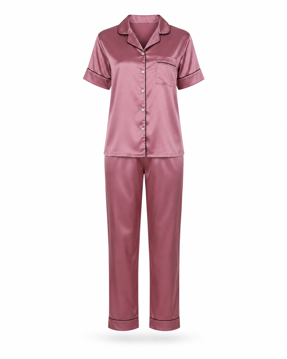 Zohroze Mauve Italian Satin Nightsuit Set