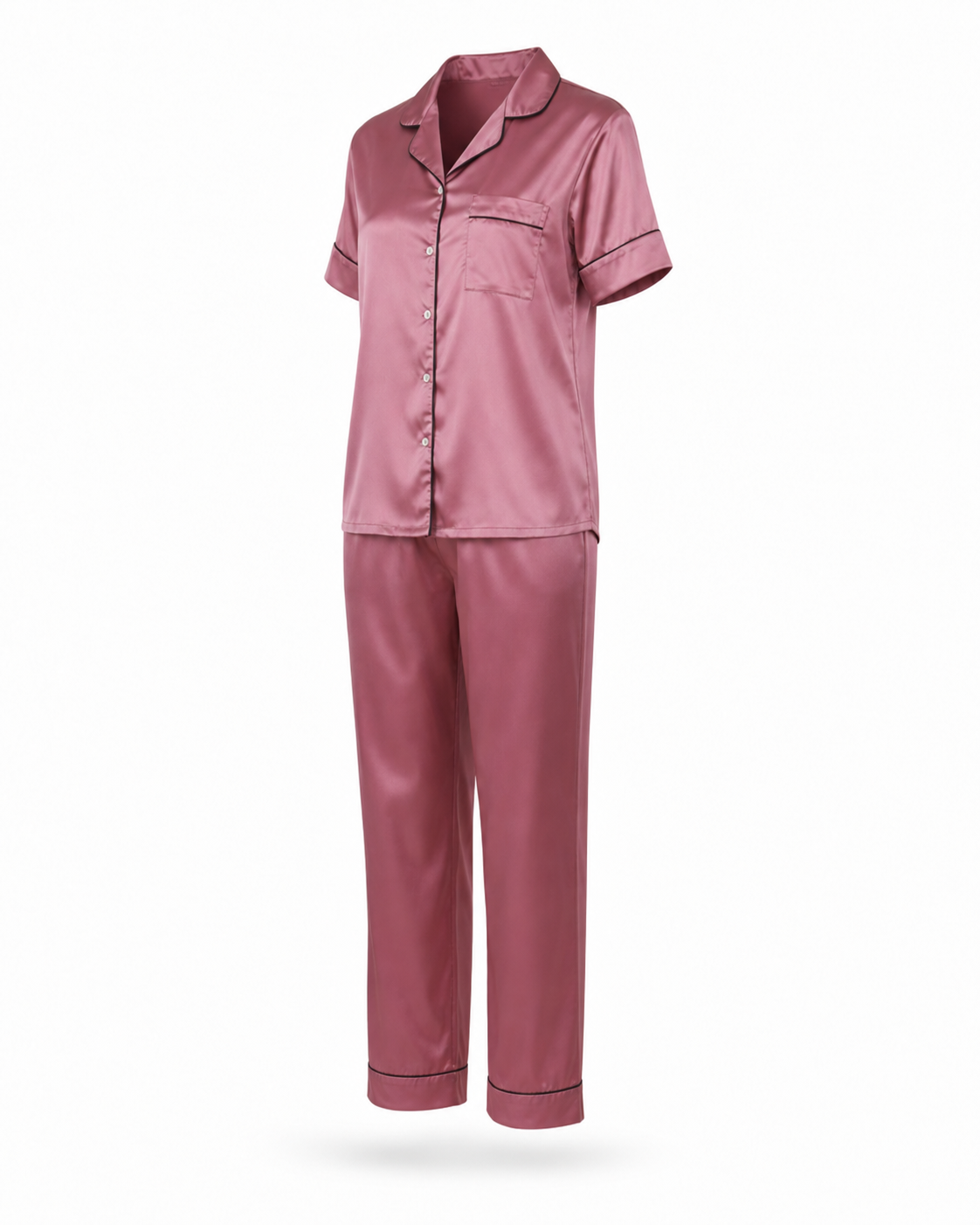 Zohroze Mauve Italian Satin Nightsuit Set