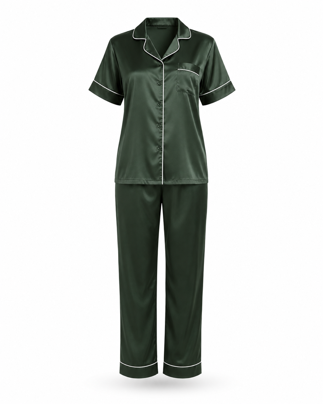 Zohroze Emerald Italian Satin Nightsuit Set