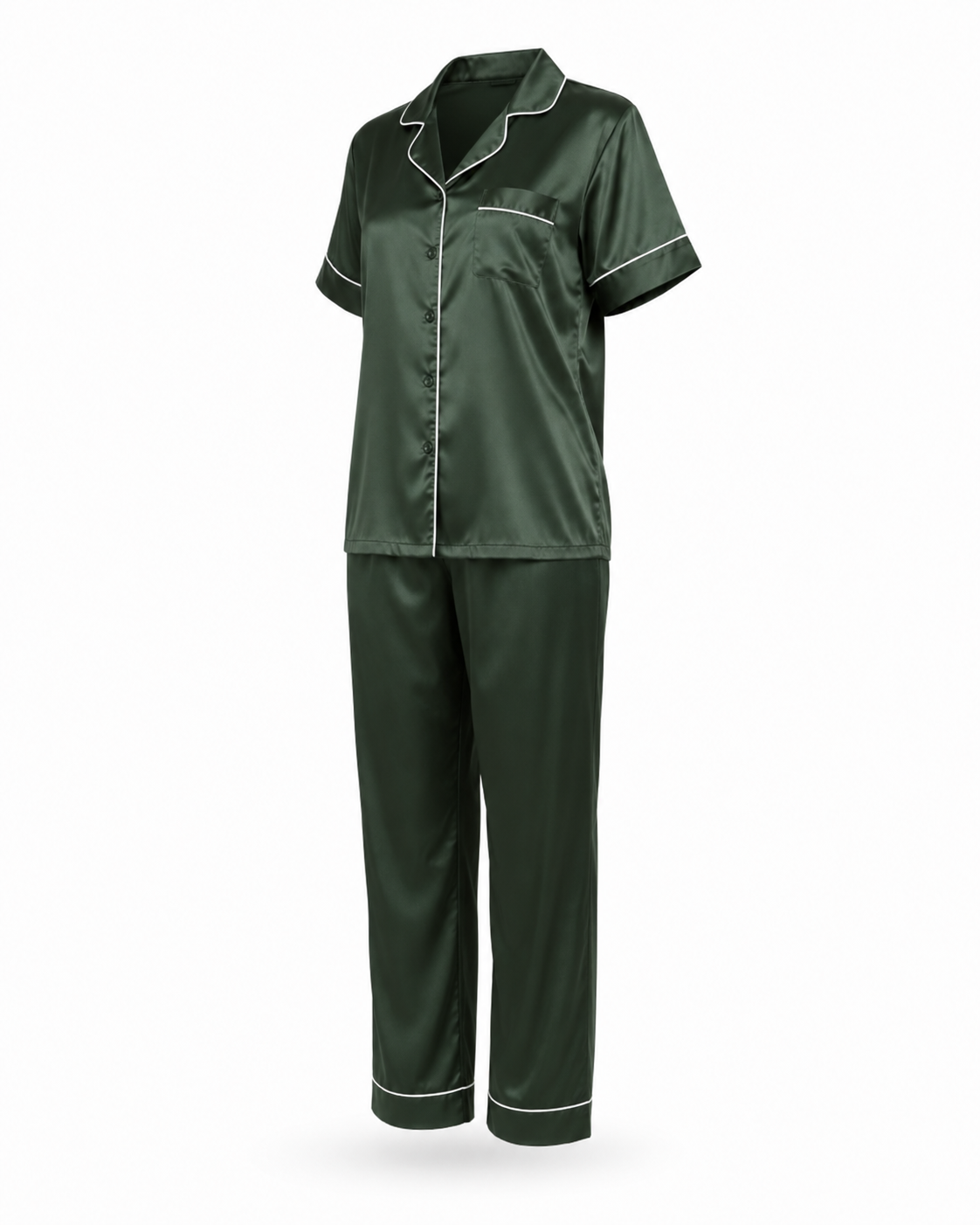 Zohroze Emerald Italian Satin Nightsuit Set
