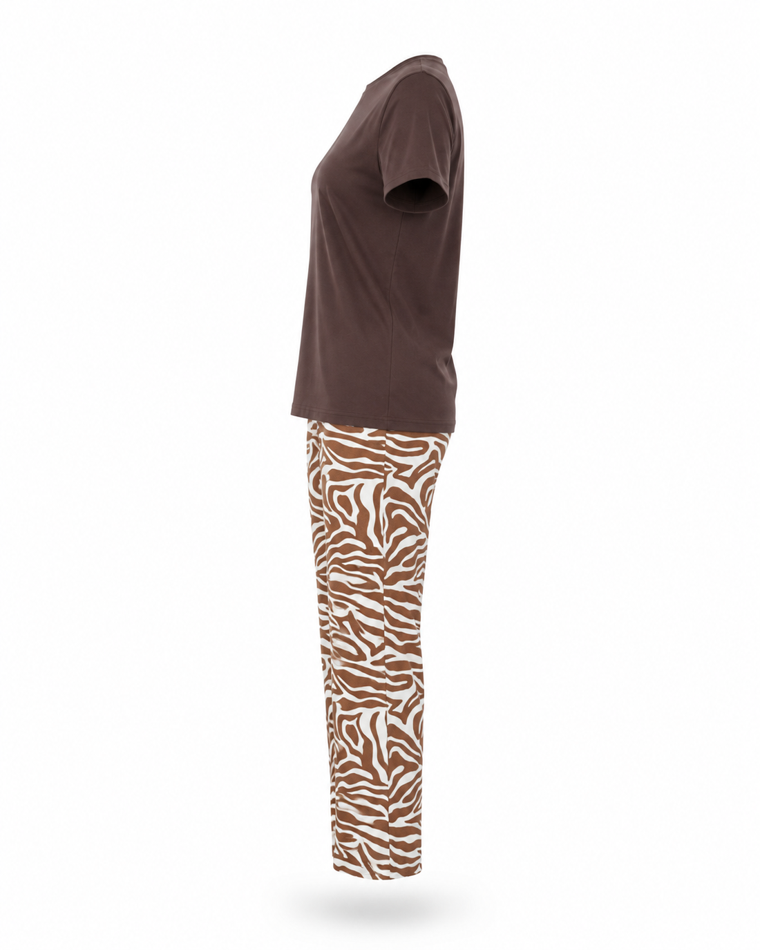 Zohroze Brown Zebra Print T-Shirt & Pajama Set