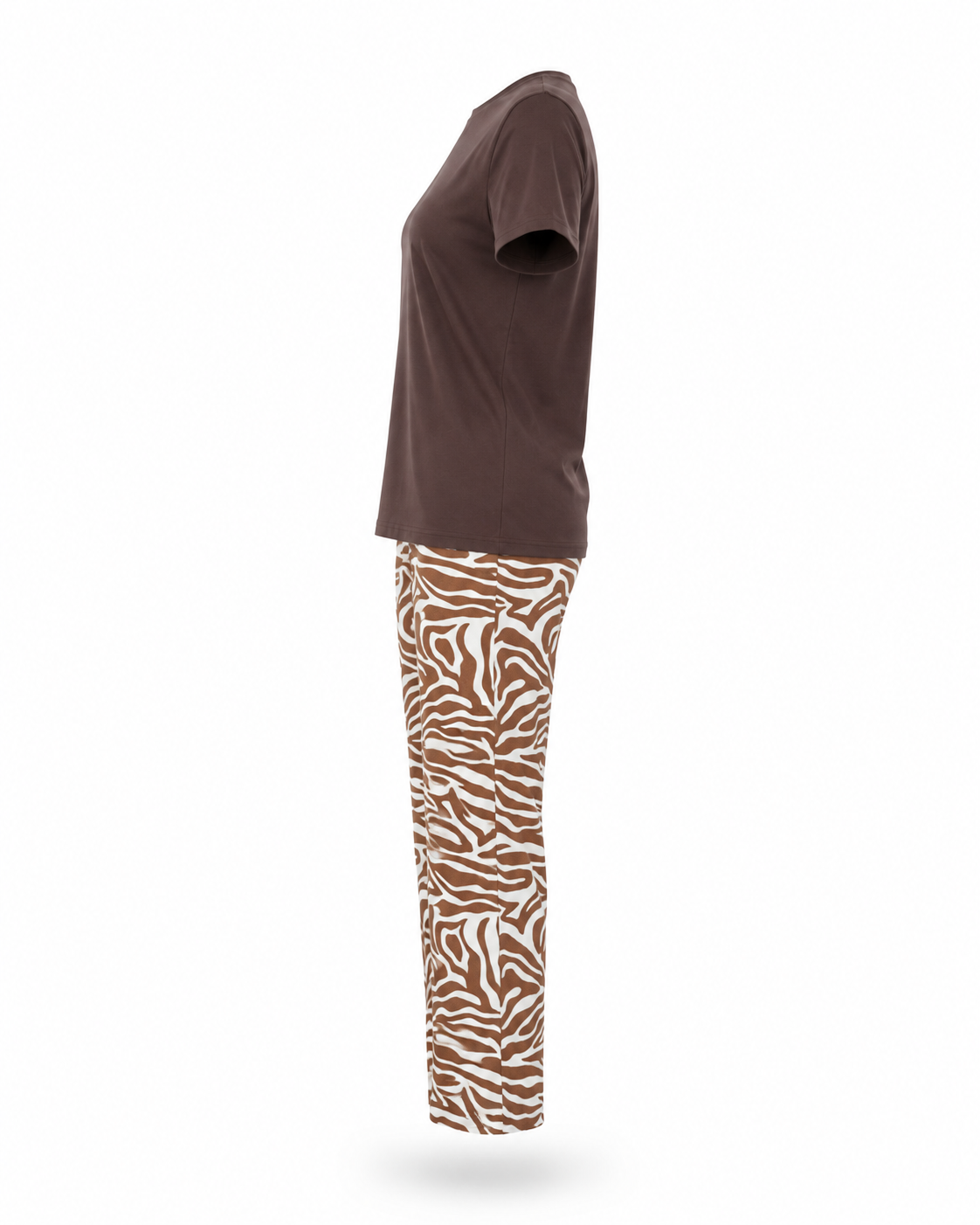 Zohroze Brown Zebra Print T-Shirt & Pajama Set