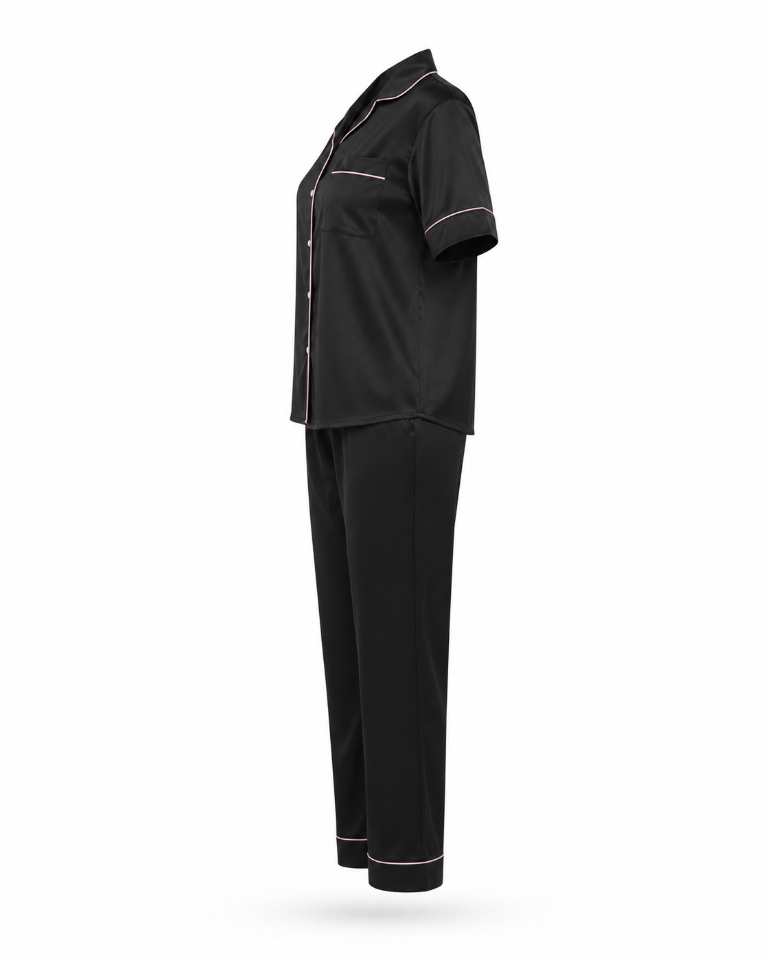 Zohroze Black Italian Satin Nightsuit Set