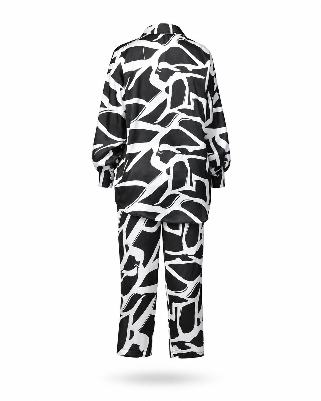 Zohroze Black & White Abstract Satin Co-Ord Set