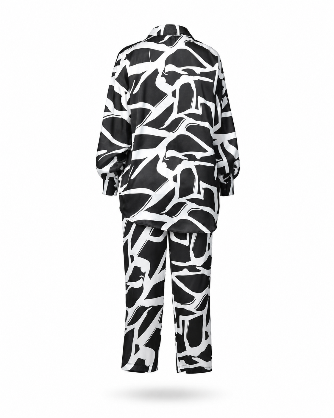 Zohroze Black & White Abstract Satin Co-Ord Set