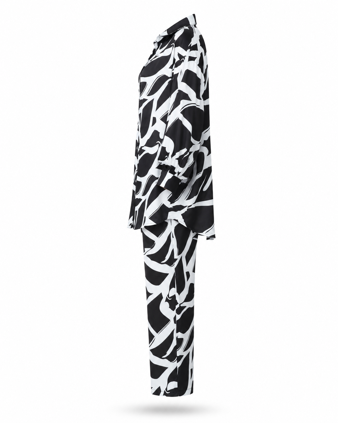 Zohroze Black & White Abstract Satin Co-Ord Set