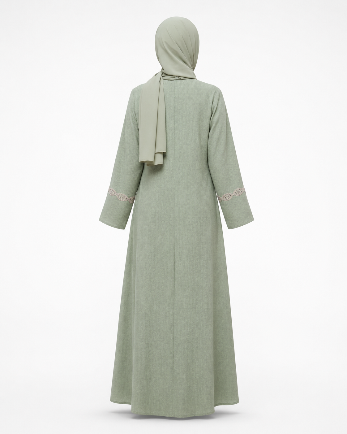 Zohroze Sage Green Mirror Work Open Abaya
