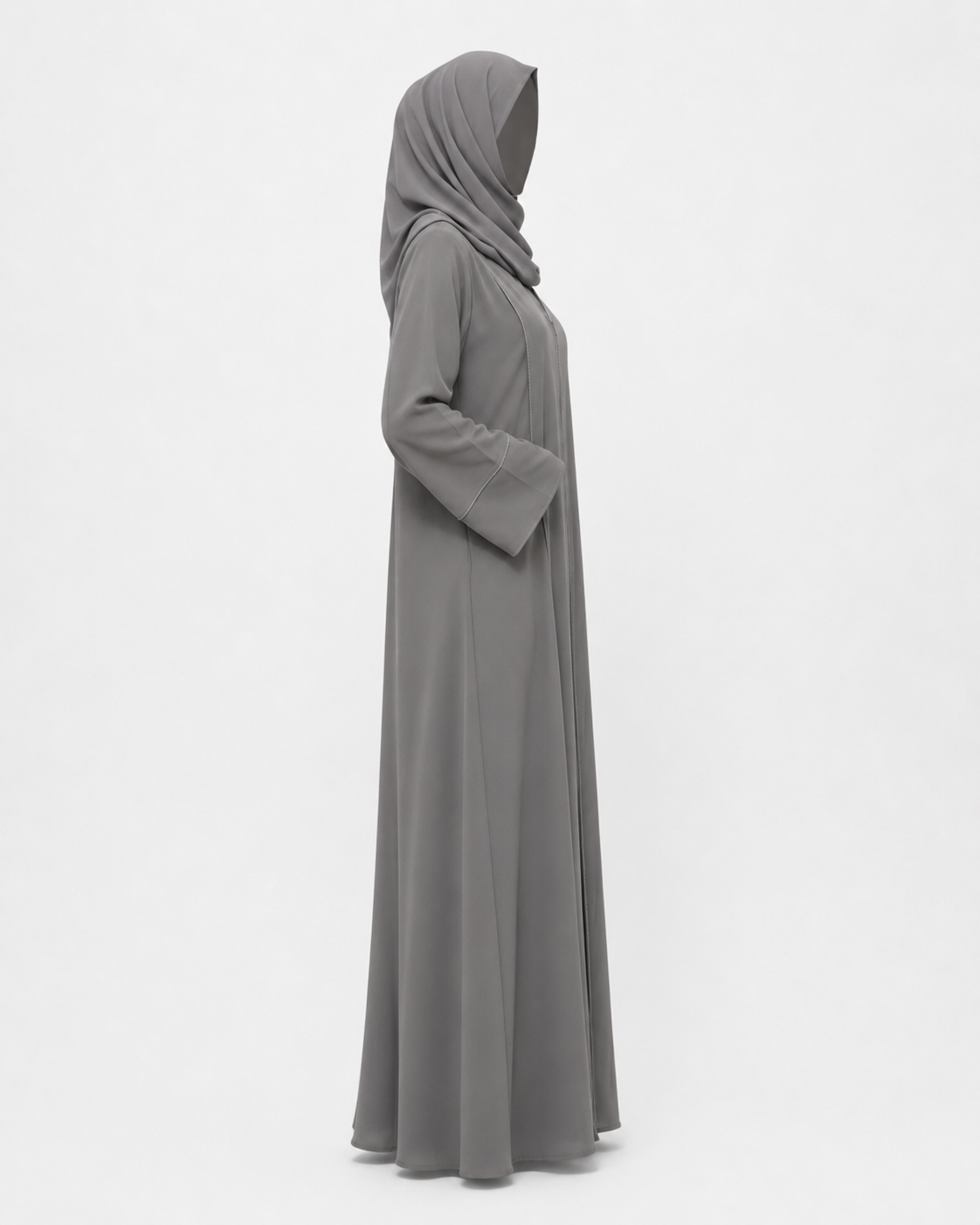 Zohroze Slate Grey Structured Panel Abaya