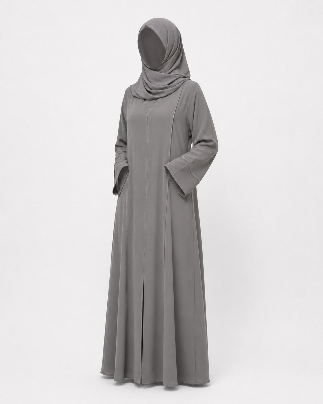 Zohroze Slate Grey Structured Panel Abaya