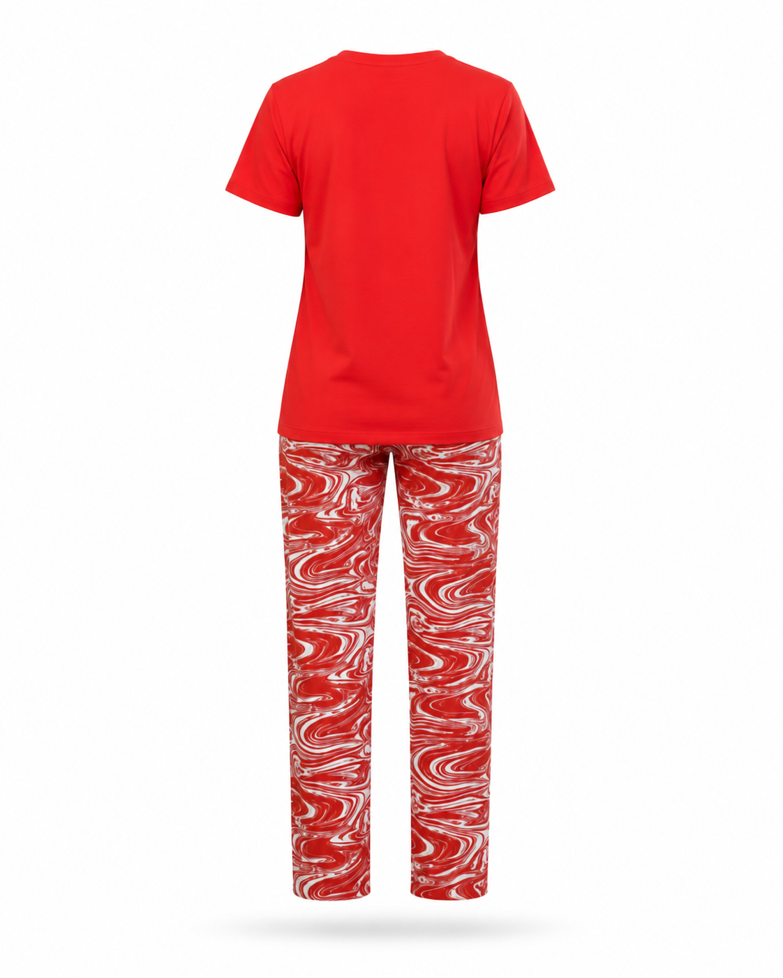 Zohroze Red T-Shirt & Swirl Print Pajama Set