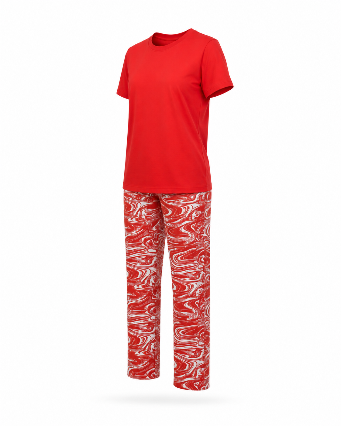 Zohroze Red T-Shirt & Swirl Print Pajama Set